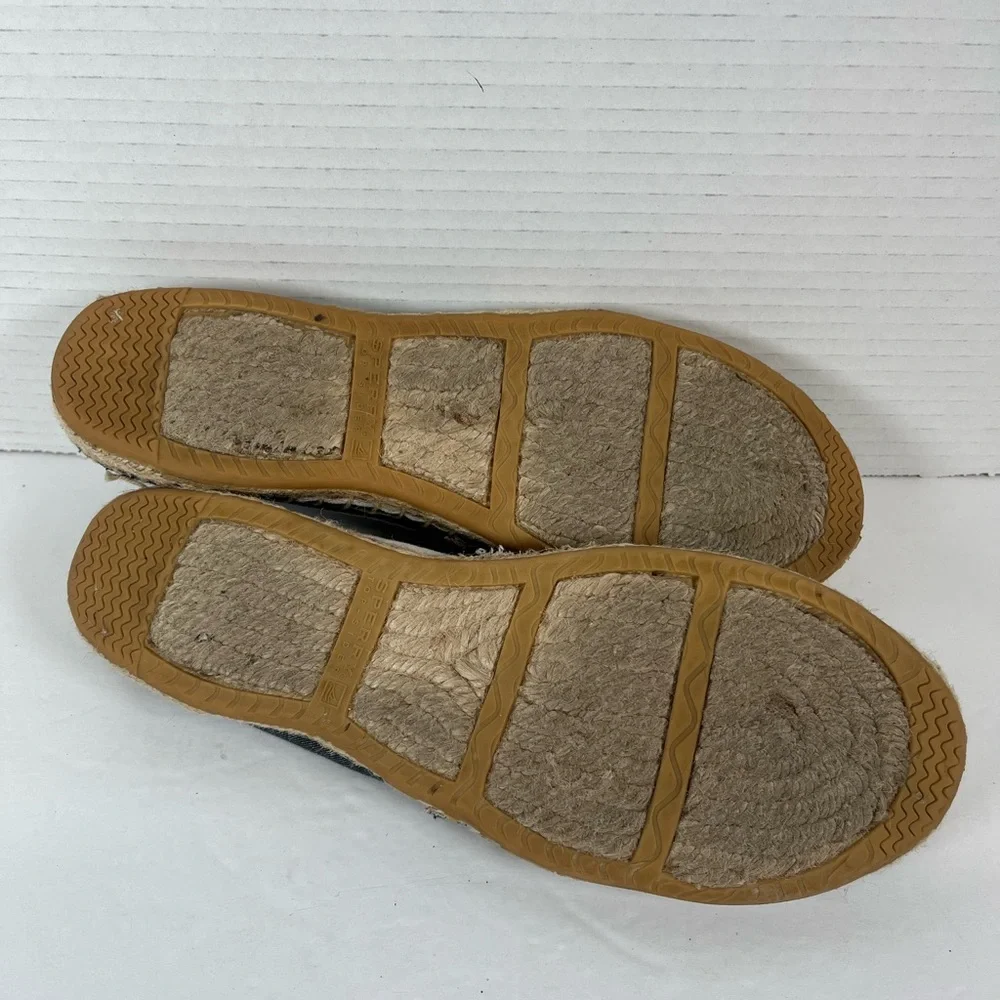 Sperry Top Sider Katama Espadrille Slip On Navy White Stripe Womens Size 9